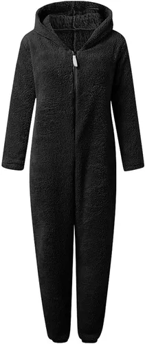 Vista 5 de Pijama con capucha de invierno para mujer, de una pieza, con estampado de vaca, con cierre completo, de manga larga, de felpa