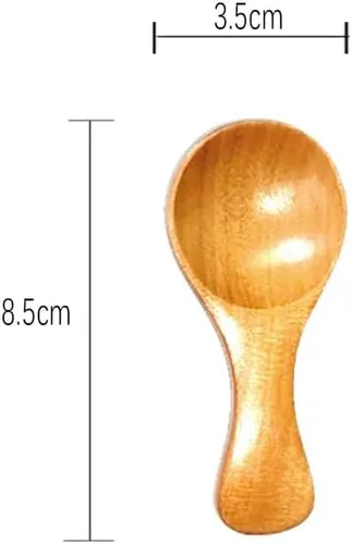 Vista 4 de 2 mini cucharas de madera con mango corto, perfecto para pequeños frascos de mermelada especias, condimentos, azúcar, miel, café, té, mostaza