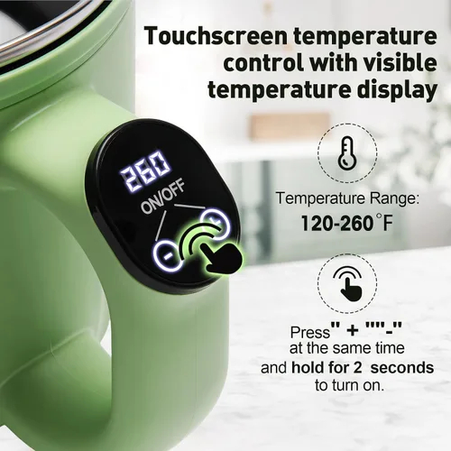 Vista 2 de Olla Eléctrica de Derretimiento de Cera de 1.6QT con Pantalla Táctil Digital - Recubrimiento Antiadherente y Control de Temperatura Preciso