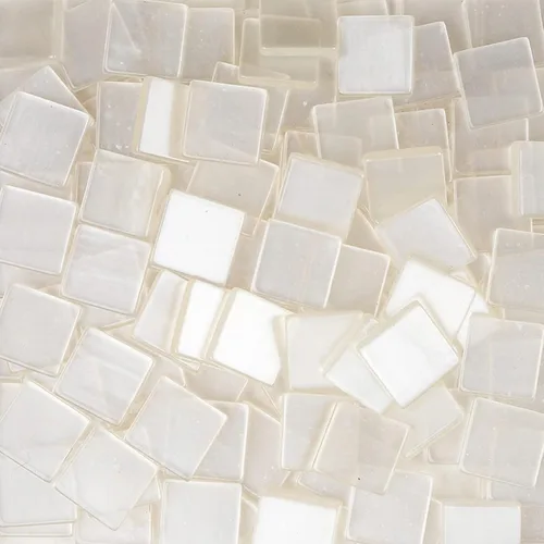 Vista 5 de Paquete de 100 unidades de azulejos de mosaico para manualidades, platos, marcos de fotos, macetas, joyas hechas a mano, azulejos decorativos Blanco