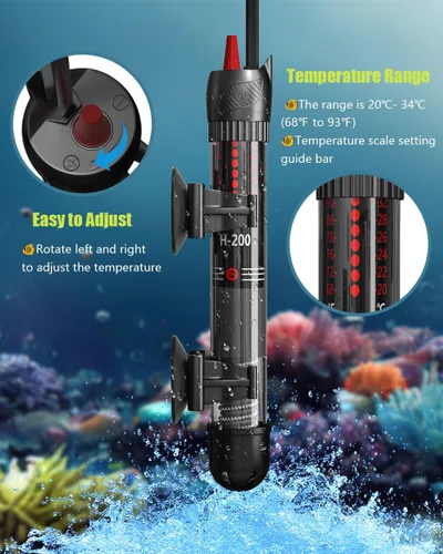Vista 2 de KINGYEENUO Calentador de acuario de 50 W, calentador de acuario ajustable de temperatura sumergible, para tanque de 10 a 20 galones, calentador