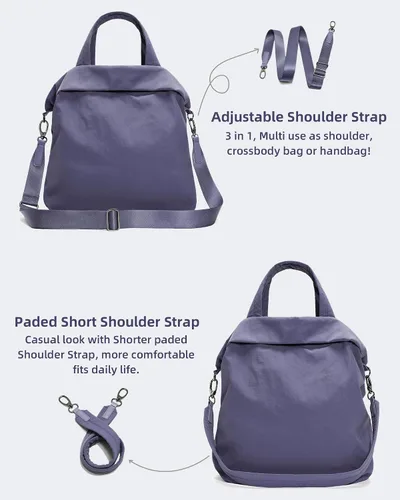 Vista 7 de FODOKO Hobo Crossbody Bags 2.0, 19L Totes Bolso grande con correas para mujer, múltiples bolsas de hombro de nailon para viajes gimnasio
