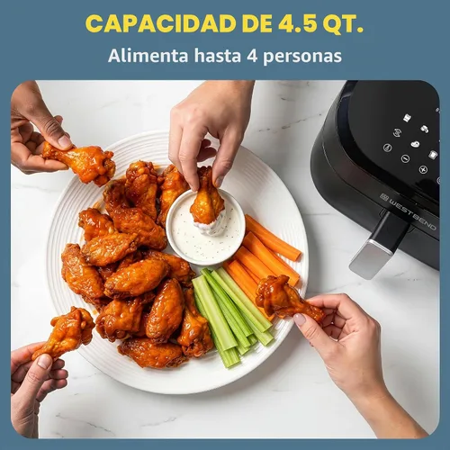 Vista 2 de West Bend Freidora de aire digital de 4.5 cuartos de galón, compacta con 12 preajustes, temperatura ajustable para comidas crujientes rápidas, cesta
