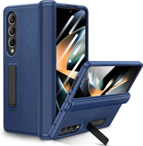 Vista 13 de Ruky - Funda para Galaxy Z Fold 4 con protección de bisagra, color negro Fundas de cuerpo completo con soporte magnético y protector de pantalla