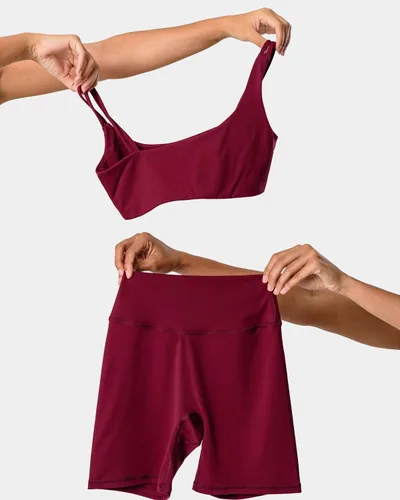 Vista 3 de Kamo Fitness Serenity - Pantalones cortos de cintura alta, entrepierna de 6 pulgadas, sin costura frontal, aptos para muslos, con costuras en V
