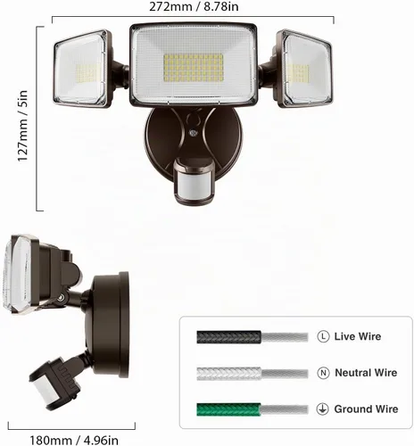 Vista 9 de Onforu Luces LED con sensor de movimiento de 100 W, luz de inundación del anochecer al amanecer, sensor de movimiento al aire libre, luces