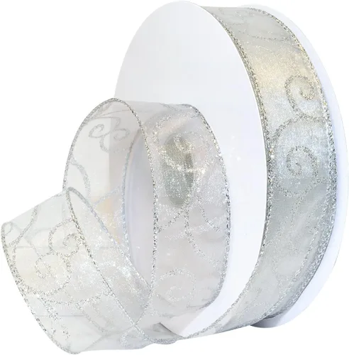 Vista 12 de Morex Ribbon Cintas transparentes con purpurina con espiral, cinta navideña para manualidades y decoraciones de Navidad, envoltura de regalos, 1.5