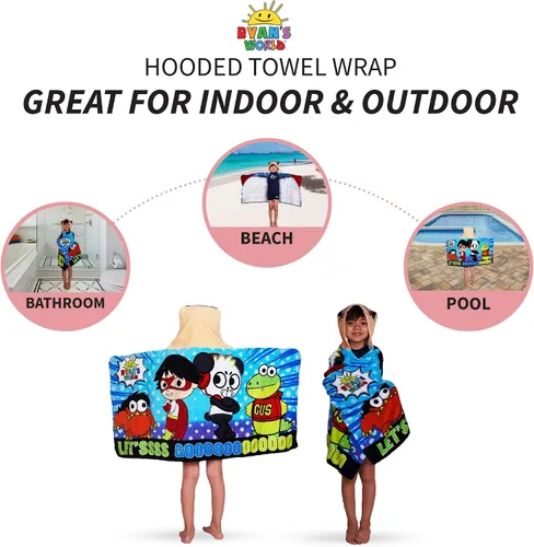 Vista 4 de Franco - Toalla de algodón suave con capucha para niños, para uso en baño y playa Multicolor