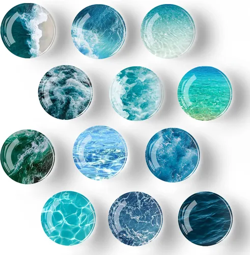 Vista 7 de 12 piezas de imanes de nevera de vidrio con fuerte magnetismo, adhesivo para nevera, decoración de nevera de cristal de estilo bohemio