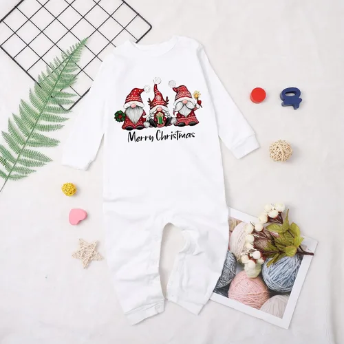 Vista 2 de TBUIALL Mono de Navidad para bebé, niño y niña, mono de manga larga, estampado de letras, cómodo para niña