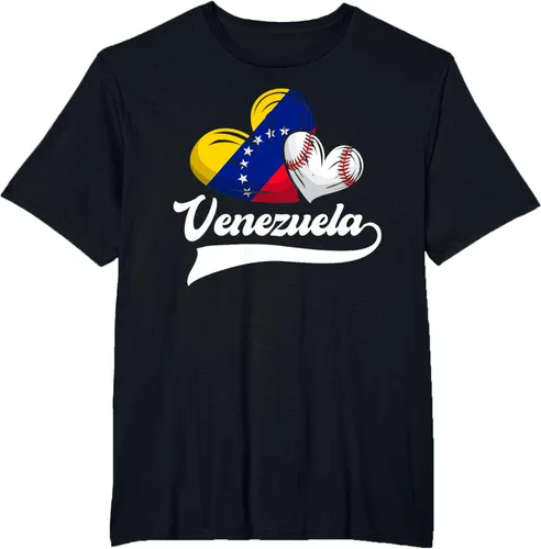Vista 74 de Camiseta de béisbol venezolana con diseño de corazón y bandera de Venezuela, Negro