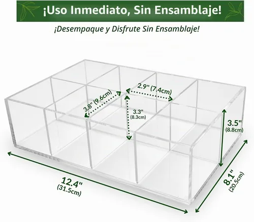 Vista 3 de Organizador de bolsas de té de acrílico resistente, caja de Tipo B (8 compartimentos)