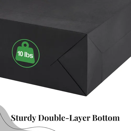 Vista 3 de Ohuimrt 6 bolsas grandes de regalo negras con asas, 12.5 x 4.5 x 11 pulgadas, bolsas de papel negro mate de alta calidad para fiestas, compras