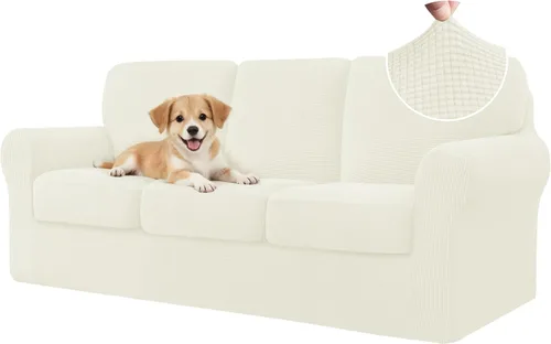 Vista 73 de CHUN YI Fundas para sofá de 7 piezas, lavables, fundas elásticas para sofá de 3 cojines con respaldo y fundas de cojín separados, protector