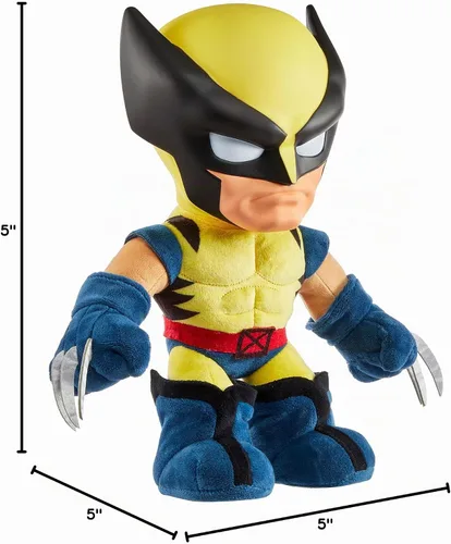 Vista 7 de Mattel Marvel X-Men Peluche con sonidos y voz, coleccionable Wolverine de 1997 con traje amarillo y estilo de animación retro