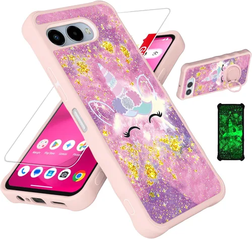 Vista 48 de jioeuinly JSF-DJS - Funda compatible con Nothing Phone 2a con protector de pantalla de vidrio templado, policarbonato duro + silicona suave, soporte