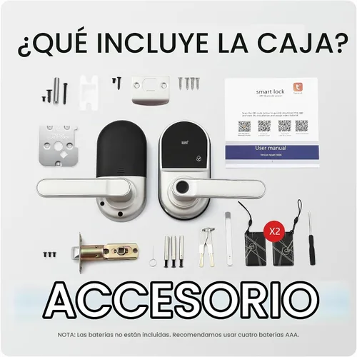 Vista 8 de Leydebong Cerradura de puerta con teclado inteligente con manija, cerradura Negro mate