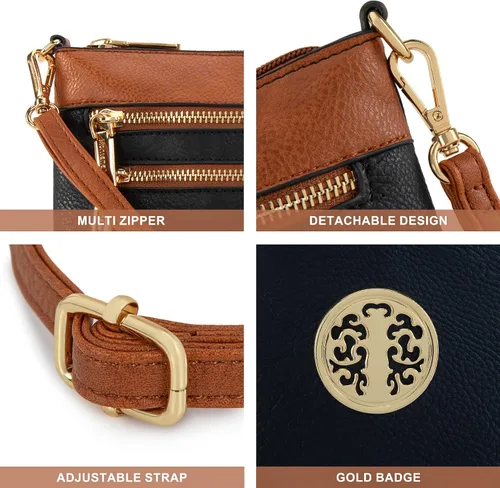 Vista 45 de Montana West Bolsos cruzados para mujer con múltiples bolsillos y correa ajustable