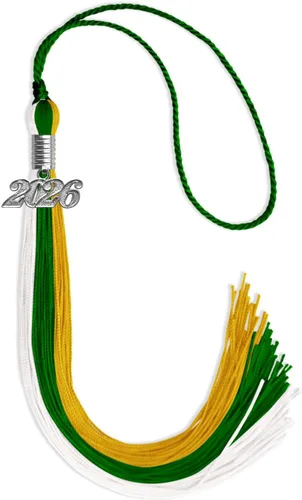 Vista 65 de Endea Graduation Borla de triple color con gota de fecha plateada (negro/dorado/granate, 2020)