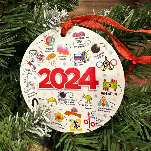 Vista 5 de Adornos de Navidad 2024, adorno de madera para árbol de Navidad, temas interesantes divertidos 2024 Año Recuerda tendencias Social Navidad recuerda