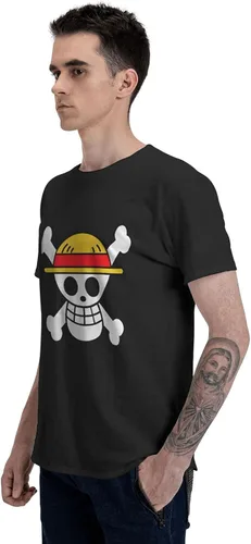 Vista 5 de Camisa de anime de una pieza básica de manga corta para hombre, cuello redondo, a la moda, S-6XL