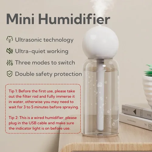 Vista 2 de Humidificador portátil pequeño con boquilla doble, humidificadores grandes de niebla fría, puertos de pulverización dobles, protección contra