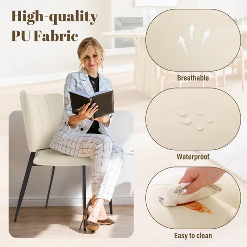 Vista 5 de Homcosan Juego de 2 sillas de comedor, modernas sillas de cocina con asiento acolchado tapizado y patas de metal, fácil montaje, sillas de comedor
