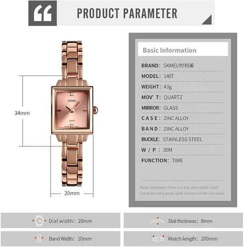 Vista 4 de SKMEI - Reloj impermeable para mujer reloj de pulsera para mujer