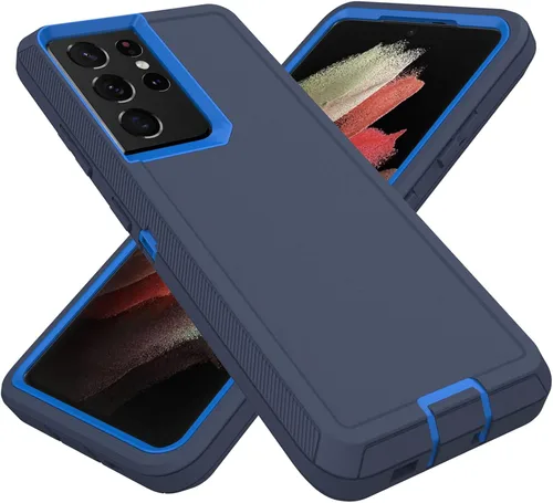 Vista 8 de Funda protectora resistente para Samsung Galaxy S21 Ultra, resistente a prueba de polvo, a prueba de golpes, protección contra caídas, 3 en 1