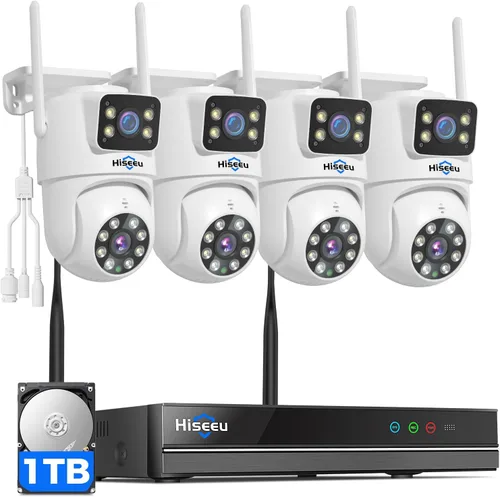 Vista 12 de Hiseeu - Cámara de seguridad inalámbrica, WiFi 5G/2.4G, vista de lente dual, control de inclinación, zoom, visión nocturna a todo color, detección