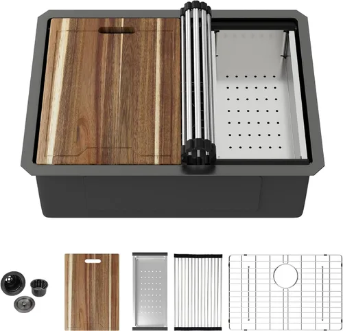 Vista 40 de Kichae Fregadero de Barra Bajo Montaje - Fregadero de Barra de Preparación de 12 x 15 Pulgadas de Acero Inoxidable Calibre 16 Fregadero de Cocina
