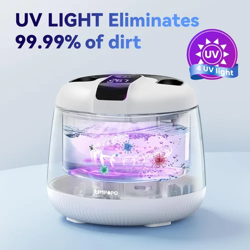 Vista 2 de Máquina limpiadora ultrasónica de retenedores de 48 kHz, cápsula de limpieza dental, limpiador ultrasónico de retenedores para dentaduras