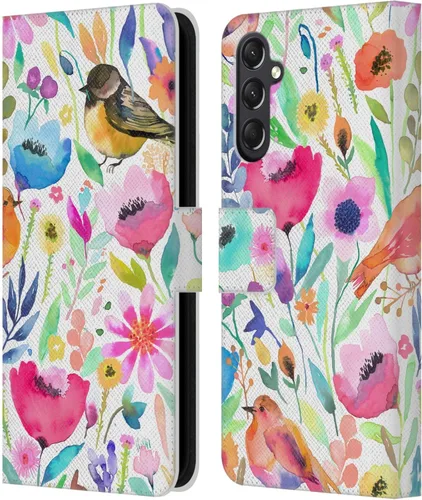 Vista 109 de Head Case Designs Officially Licensed Ninola Brushstrokes Black Summer Patterns Leather Wallet Case Compatible with Samsung Galaxy A07 4G