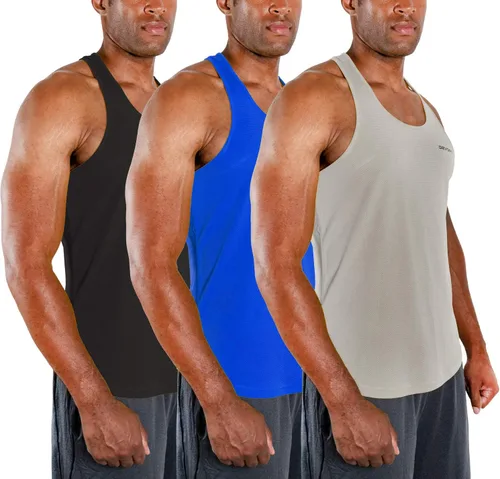 Vista 10 de DEVOPS Paquete de 3 camisetas sin mangas para hombre, con espalda en Y, ajuste seco