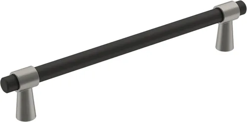 Vista 45 de Amerock BP37385FBG10 Mango de gabinete negro mate/níquel satinado Mango de gabinete de 3 pulgadas (76 mm) de centro a centro Mergence