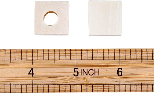 Vista 4 de 50pcs 0.748-0.787 in (3/4") Natural Blank Wooden Cube Beads Unfinished Large Hole Craft Bloques de madera