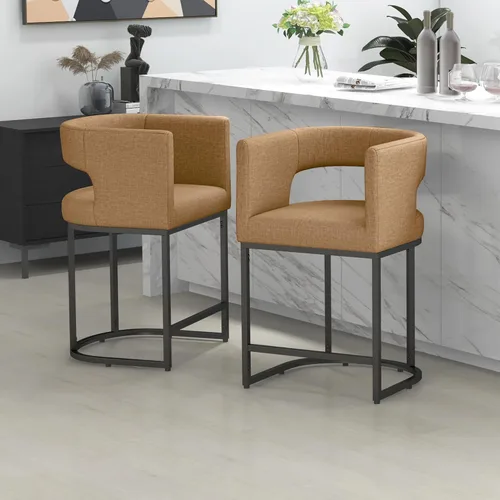 Vista 3 de ABET 26" Linen Counter Height Bar Stools Set of 1 for Kitchen Island, Brown