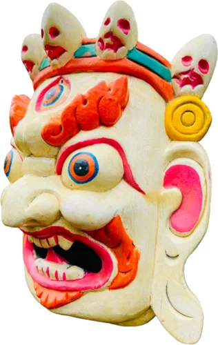Vista 2 de Himalayan Craft Escultura de pared Bhairab Máscara de madera para colgar en la pared Shiva Mahakala Kaal Bhairab Máscara de budismo para decoración