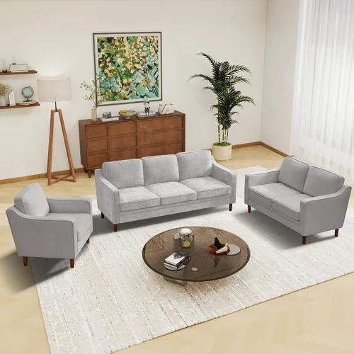 Vista 30 de Kingfun Sofá en Forma de L de 88", Sofá Seccional de Chenilla, Sofás Modernos de Mediados de Siglo con Marco de Madera Maciza para Sala de Estar