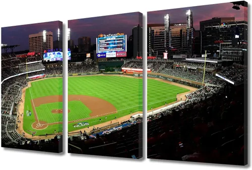 Vista 102 de TUMOVO Arte de pared en lienzo para estadio deportivo, arte de pared de campo Wrigley en Chicago, pinturas de Chicago, impresiones sobre lienzo