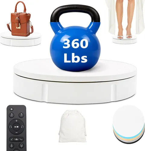 Vista 7 de Prolee Plataforma Giratoria de 360 Grados de 12 Pulgadas, Capacidad de 350 Libras para Fotografía, Resistente, Plataforma de Exhibición con Control