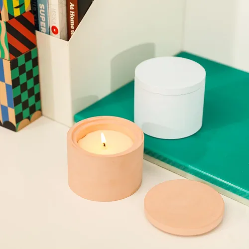 Vista 2 de BOOWAN Nicole Molde de silicona para velas de estilo simple, molde para tarro de vela para cemento de hormigón Jesmonite, bricolaje hecho a mano