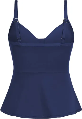 Vista 5 de Hilor Tankini envolvente para mujer, con control de abdomen, fruncido, con cuello en V, para nadar