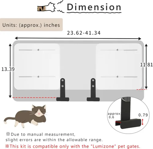 Vista 7 de Lumizone Altura del kit de extensión de la puerta para mascotas: 13.4 "Anchura ajustable: 23.6"-41.3" Diseño deslizante La sensación no opresiva
