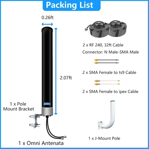 Vista 5 de Kit de antena externa 5G 4G LTE MIMO para T-Mobile Verizon AT&T 2x2 Gateway Home Internet Módem Celular Router Mobile WiFi Hotspot MiFi Dispositivo