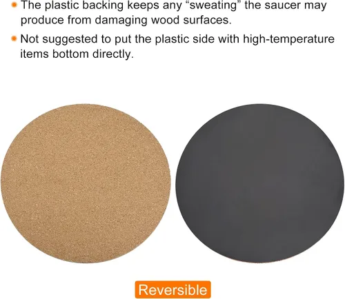 Vista 4 de MECCANIXITY Tapete redondo de corcho para plantas de 10 pulgadas, de plástico, absorbente, impermeable, para maceta de jardín
