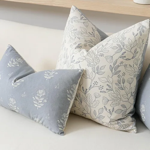 Vista 6 de SageSelvas Fundas de almohada decorativas florales de 18 x 18 pulgadas, juego de 2, fundas de almohada de estilo rústico costero azul para sofá