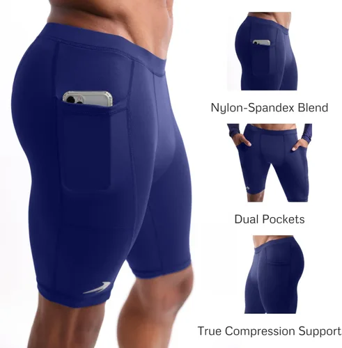 Vista 3 de CompressionZ Pantalones cortos de compresión para hombre, ropa interior deportiva de compresión de elastano