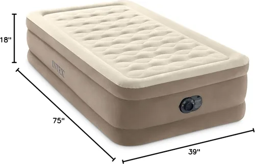 Vista 10 de Intex Dura-Beam - Colchón de aire de lujo ultra afelpado: Fiber-Tech, bomba eléctrica incorporada, altura de cama de 18 pulgadas, capacidad