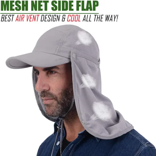 Vista 8 de USHAKE Gorra de béisbol para pesca con solapa para el cuello